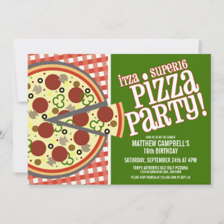 Super 16 Pizza-Party Einladungen