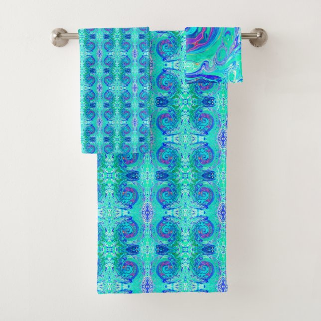 Super Abstrait Ocean Blue et Green Liquid Swirl (En situation)