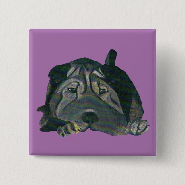 Super Adorable Chinese Shar Pei Button (Vorderseite)