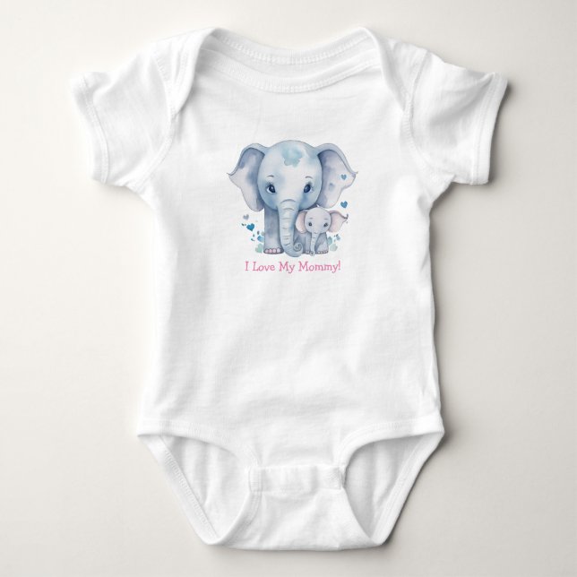 Super Adorable Mommy and Baby Elephants Baby Strampler (Vorderseite)