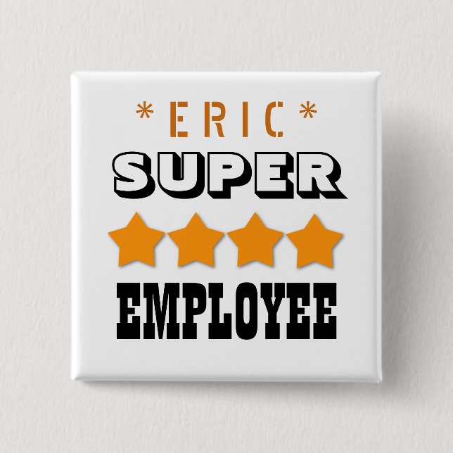Super-ANGESTELLTER mit 4 Sterne GOLD und SCHWARZEM Button (Vorderseite)