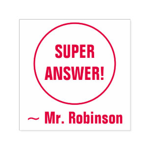 "SUPER ANTWORT!" + Tutor Name Rubber Briefmarke Permastempel