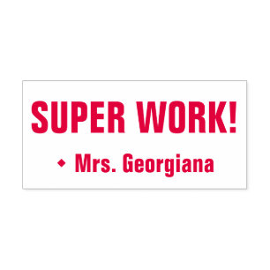"SUPER ARBEIT!" Briefmarke für die Kennzeichnung v Permastempel