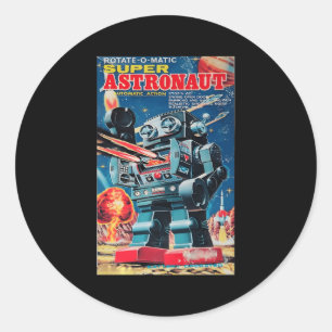 Super Astronaut Robot Alt Japanisches Spielzeug Runder Aufkleber