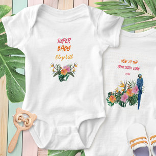 SUPER BABY Exotischer Tropischer Papagei Dschungel Strampler