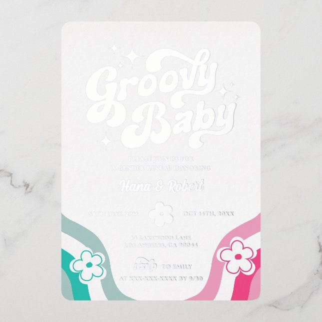 Super bébé Genre Révéler Foil Invitation (Recto)