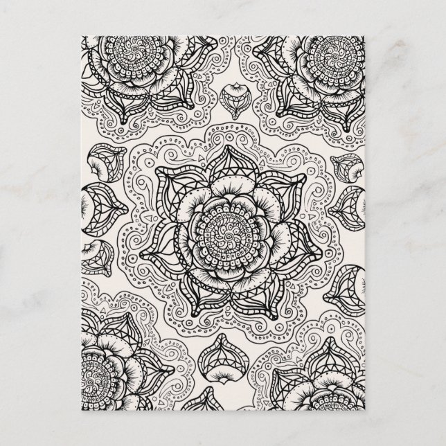 Super Black und White Mandala Muster Postkarte (Vorderseite)