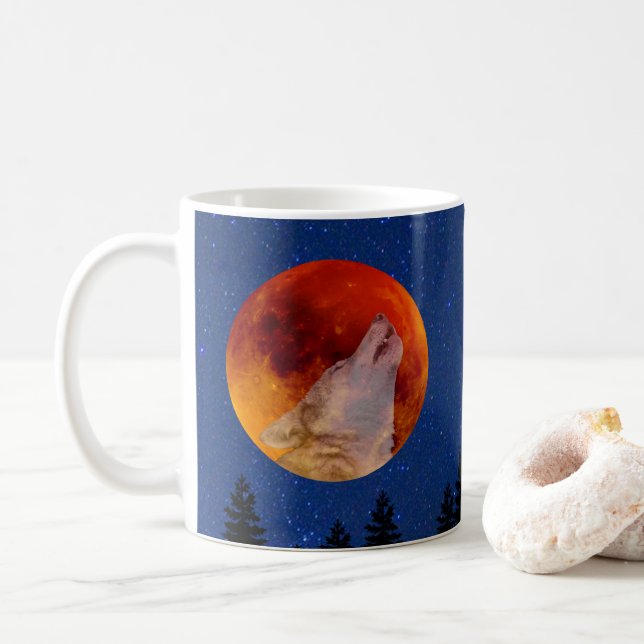 Super Blood Wolf Moon 2019 Kaffeetasse (Mit Donut)