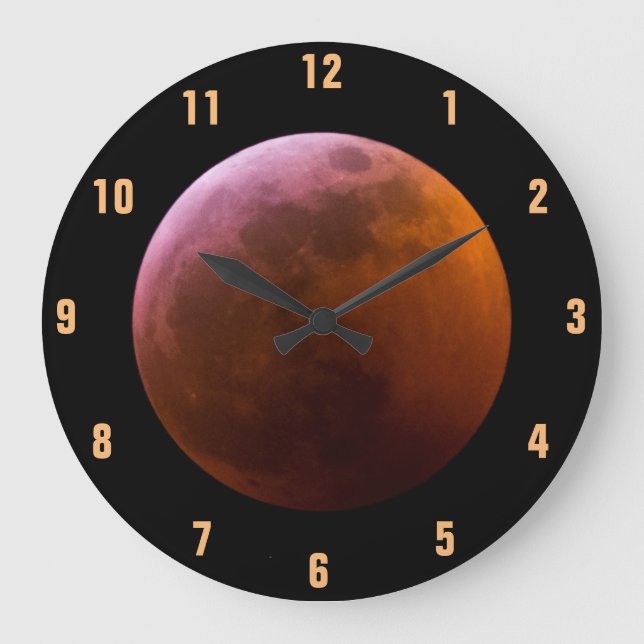 Super Blood Wolf Moon - Total Lunar Eclipse Große Wanduhr (Vorderseite)
