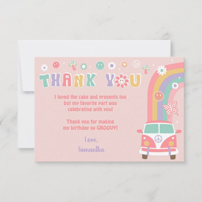 Super Boho Retro Hippie Merci Notes Cartes (Devant)