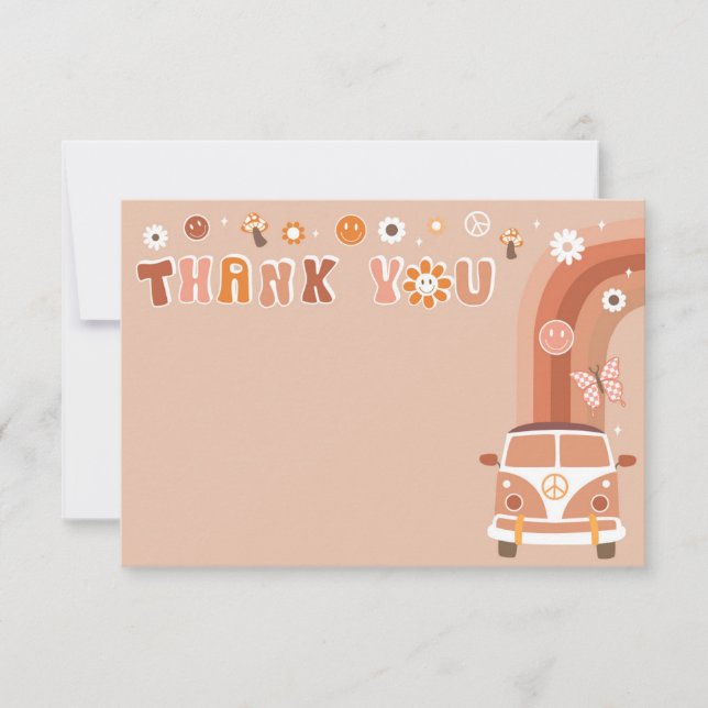 Super Boho Retro Hippie Merci Notes Cartes (Devant)