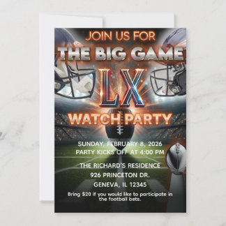 Super Bowl Watch Party Einladungskarte | Editierba