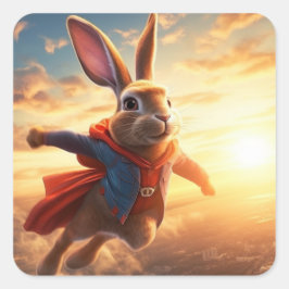Super Bunny Quadratischer Aufkleber