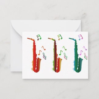 Super bunte Saxophone Jazz Flat Note Card Mitteilungskarte