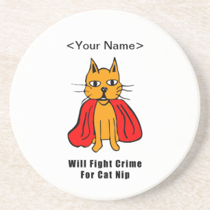 Super Cat Fight Crime For Catnip ( Name hinzufügen Sandstein Untersetzer