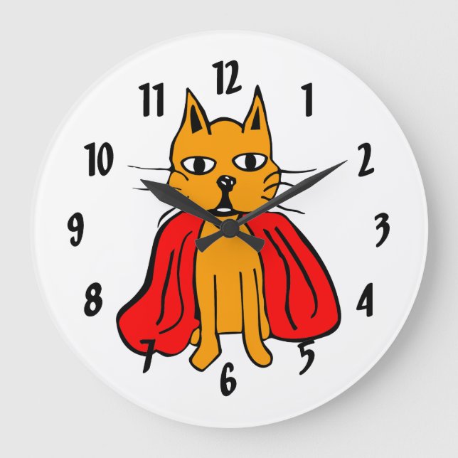Super Cat Große Wanduhr (Vorderseite)
