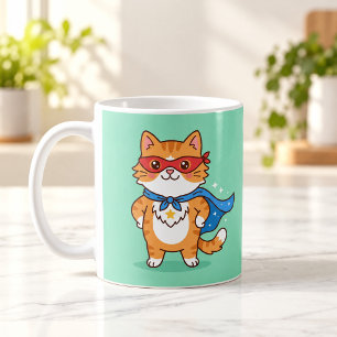 Super Cat Held Cute Cartoon Tasse
