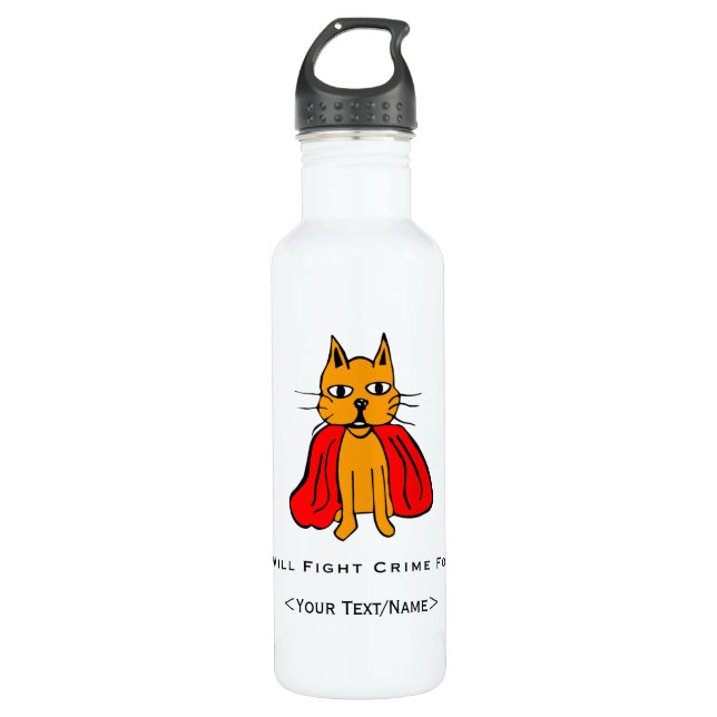 Super Cat Kämpfe Verbrechen für<Your Text/Name> Edelstahlflasche (Vorderseite)