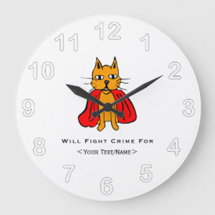 Super Cat Kämpfe Verbrechen für<Your Text/Name> Große Wanduhr