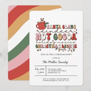 Super coloré Retro Fête de Noël Invitation