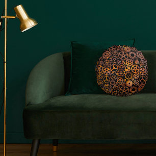 Super Colorful Rusty Gears Steampunk Rundes Kissen