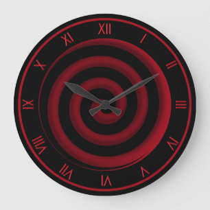 Super Cool Black and Red Spiral Wall Clock Große Wanduhr
