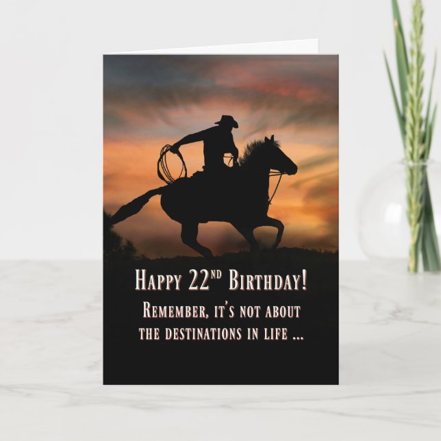 Super Cool Bonne 22e carte d'anniversaire Cowboy H (Devant)