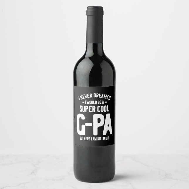Super Cool G-Pa | Großvatergeschenk Weinetikett (Vorderseite)