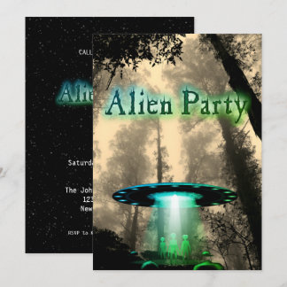 Super Coole Alien & UFO Party Einladung