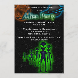 Super Coole Alien & UFO Party Einladung