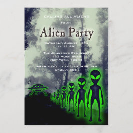 Super Coole Alien & UFO Party Einladung