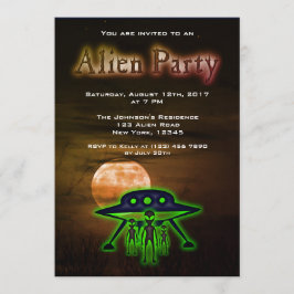 Super Coole Alien & UFO Party Einladung