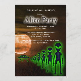 Super Coole Alien & UFO Party Einladung