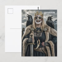 Super coole dänische Frau Wikinger Postkarte!