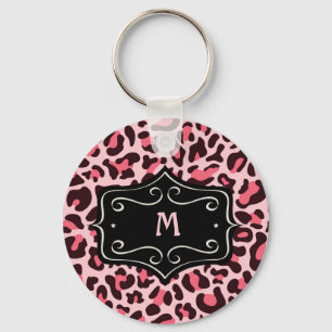 Super Coole Heiß Rosa Schwarz Leopard Print Monogr Schlüsselanhänger