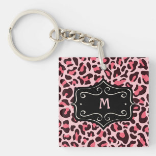 Super Coole Heiß Rosa Schwarz Leopard Print Monogr Schlüsselanhänger