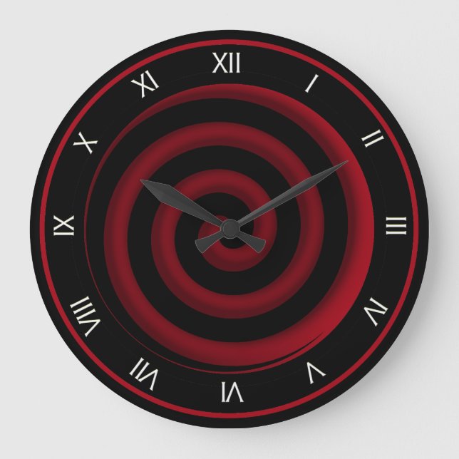 Super Coole Schwarz-Rot-Spiralwand-Uhr Große Wanduhr (Vorderseite)