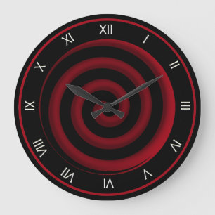 Super coole schwarze und rote gewundene Wand-Uhr Große Wanduhr