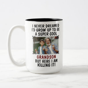 Super Cooler Grandson tötet es mit Custom 2 Foto Zweifarbige Tasse