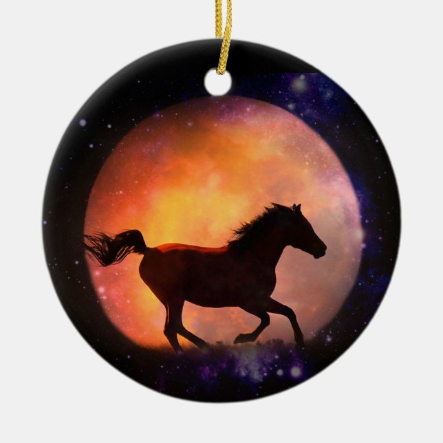 Super Cooles Pferd und Mond Ornament (Vorne)