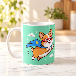 Super Corgi Held Fliegende Cartoon-Tasse Kaffeetasse