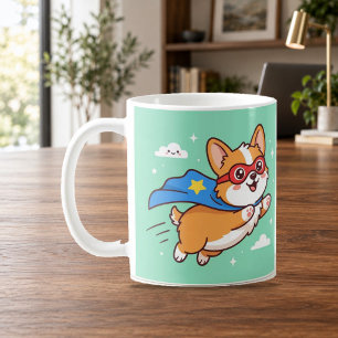 Super Corgi Held Fliegende Cartoon-Tasse Kaffeetasse