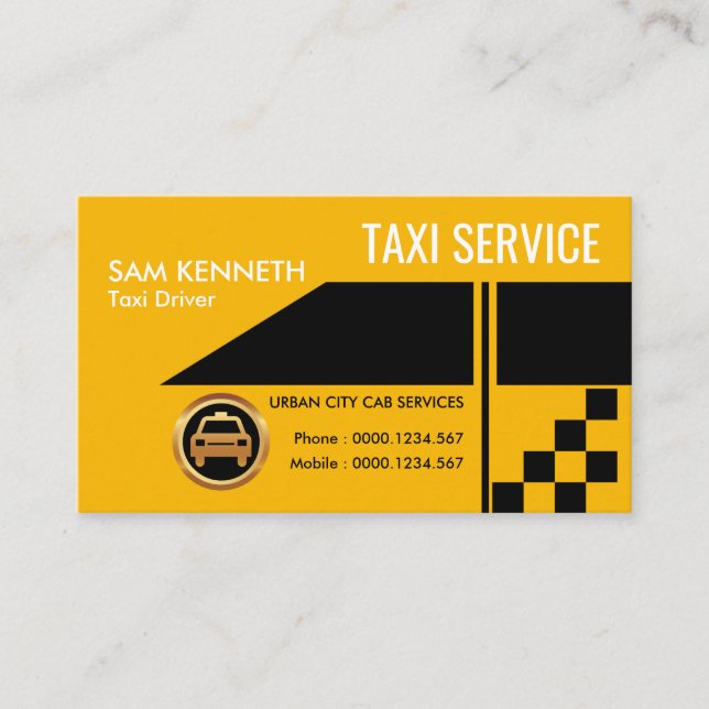 Super Creative Yellow Car Side View Display Taxi Visitenkarte (Vorderseite)