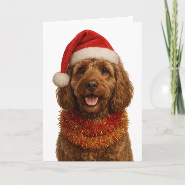 Super cute Cockerpoo Christmas card Karte (Vorderseite)