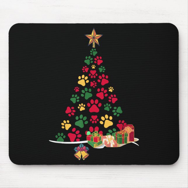Super Cute Dog Paws Print Christmas Tree  Mousepad (Vorne)