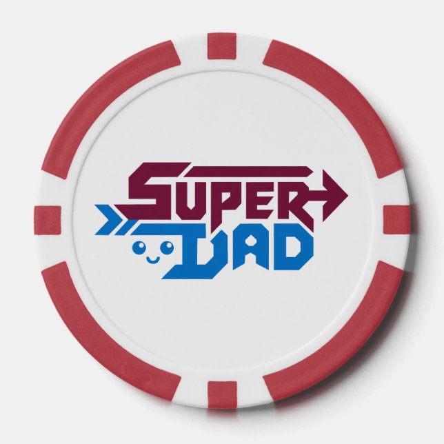Super Dad Gamer Gift – Cute Retro Pokerchips (Vorderseite)