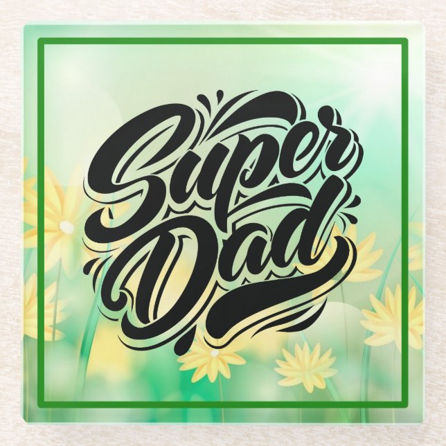 Super Dad Hero Typography Design-67888 Glasuntersetzer (Vorderseite)