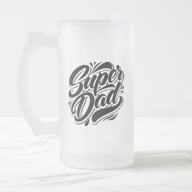 Super Dad Hero Typography Design-67888 Mattglas Bierglas (Links)
