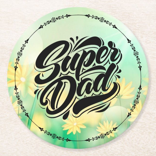 Super Dad Hero Typography Design-67888 Runder Pappuntersetzer (Vorderseite)