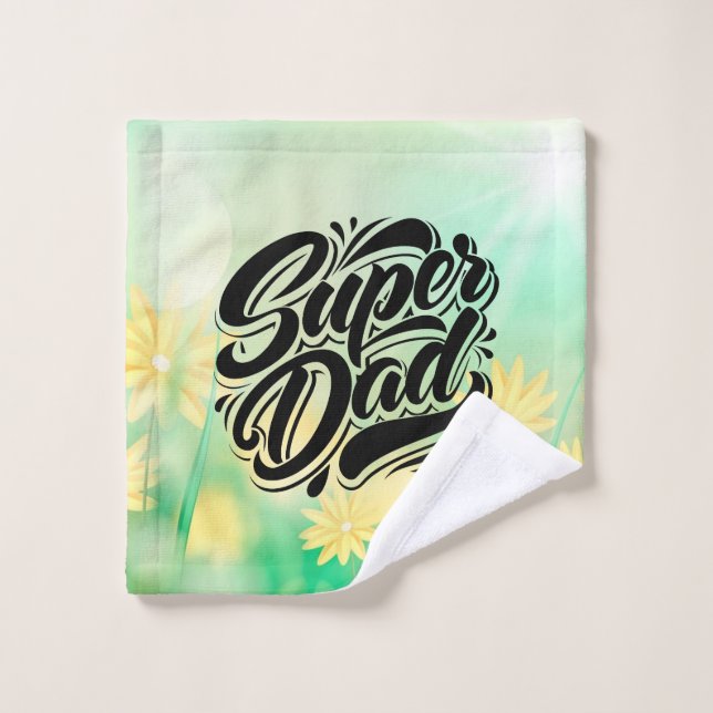 Super Dad Hero Typography Design-67888 Waschlappen (Waschlappen)